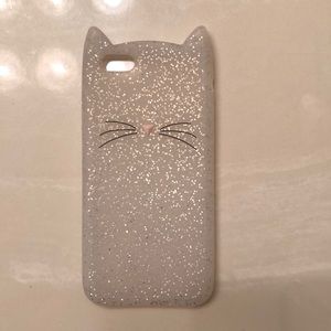 iPhone 6/6s cat silver glitter phone case